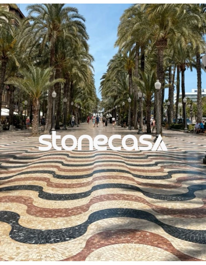 Pedra Portuguesa Bege, Preta e Vermelha — Arte - Stone Casa