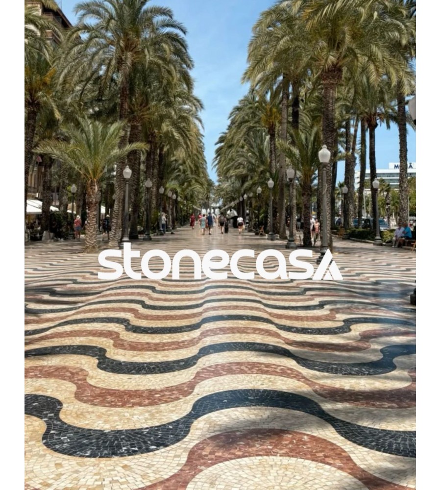 Pedra Portuguesa Bege, Preta e Vermelha — Arte - Stone Casa