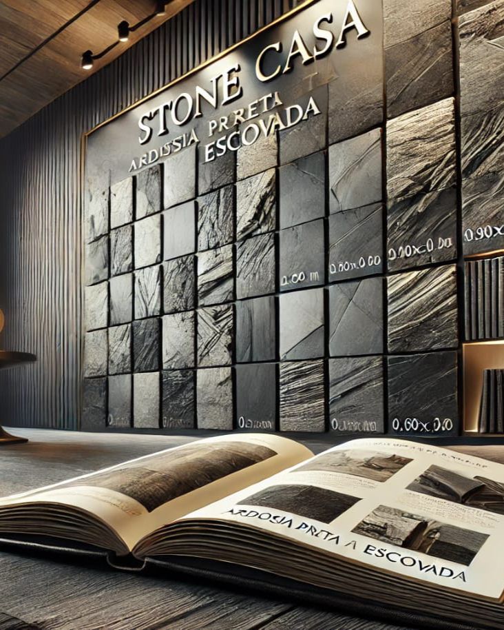 Ardósia Monolítico Black e Pedra Sabão Stone Casa textura escovada ardósia monolítico black e pedra sabão verde em projeto arquitetônico stone casa