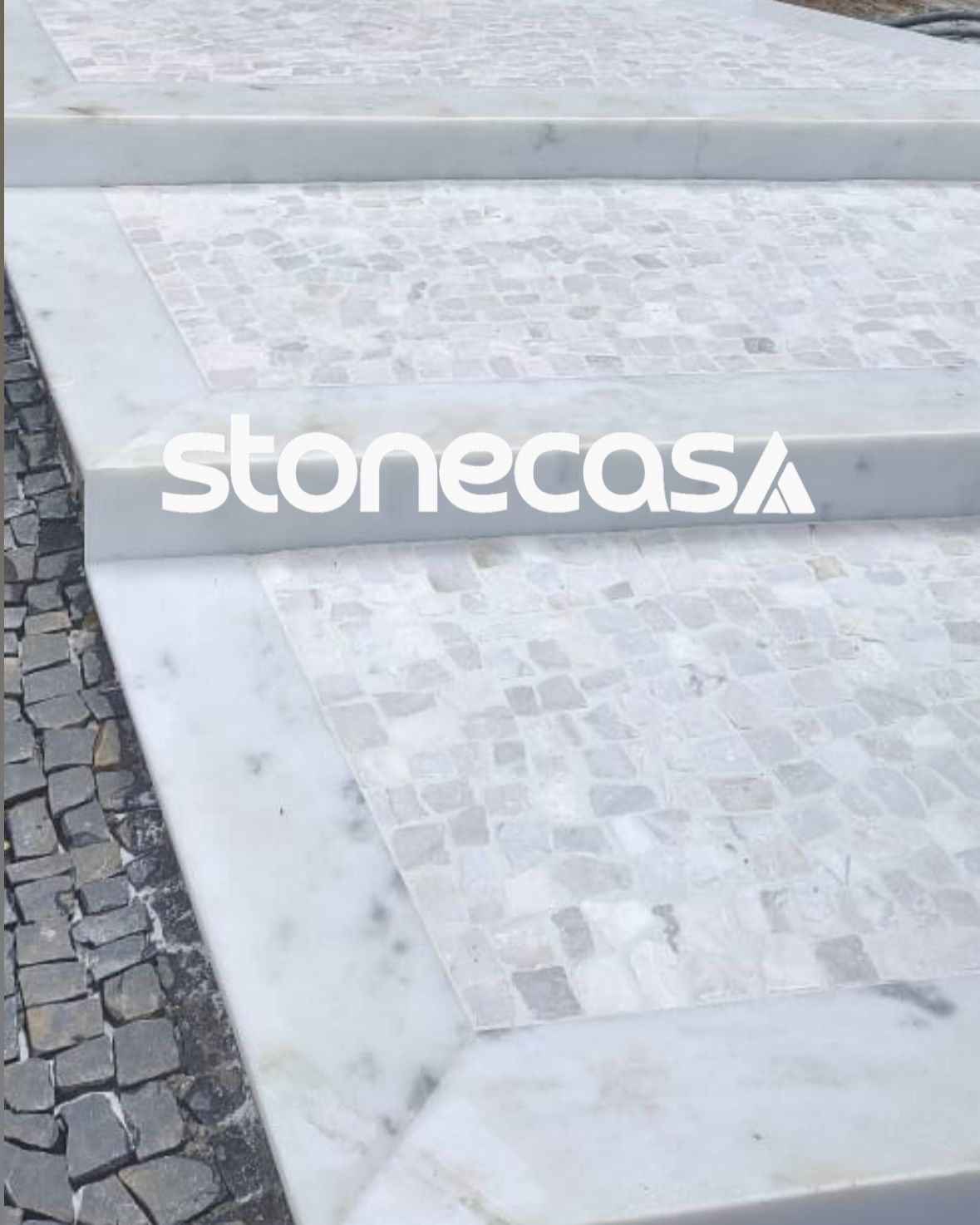 pedra portuguesa branco neve mosaico | stone casa pedra portuguesa branco neve stone casa calçada jardim piscina piso externo