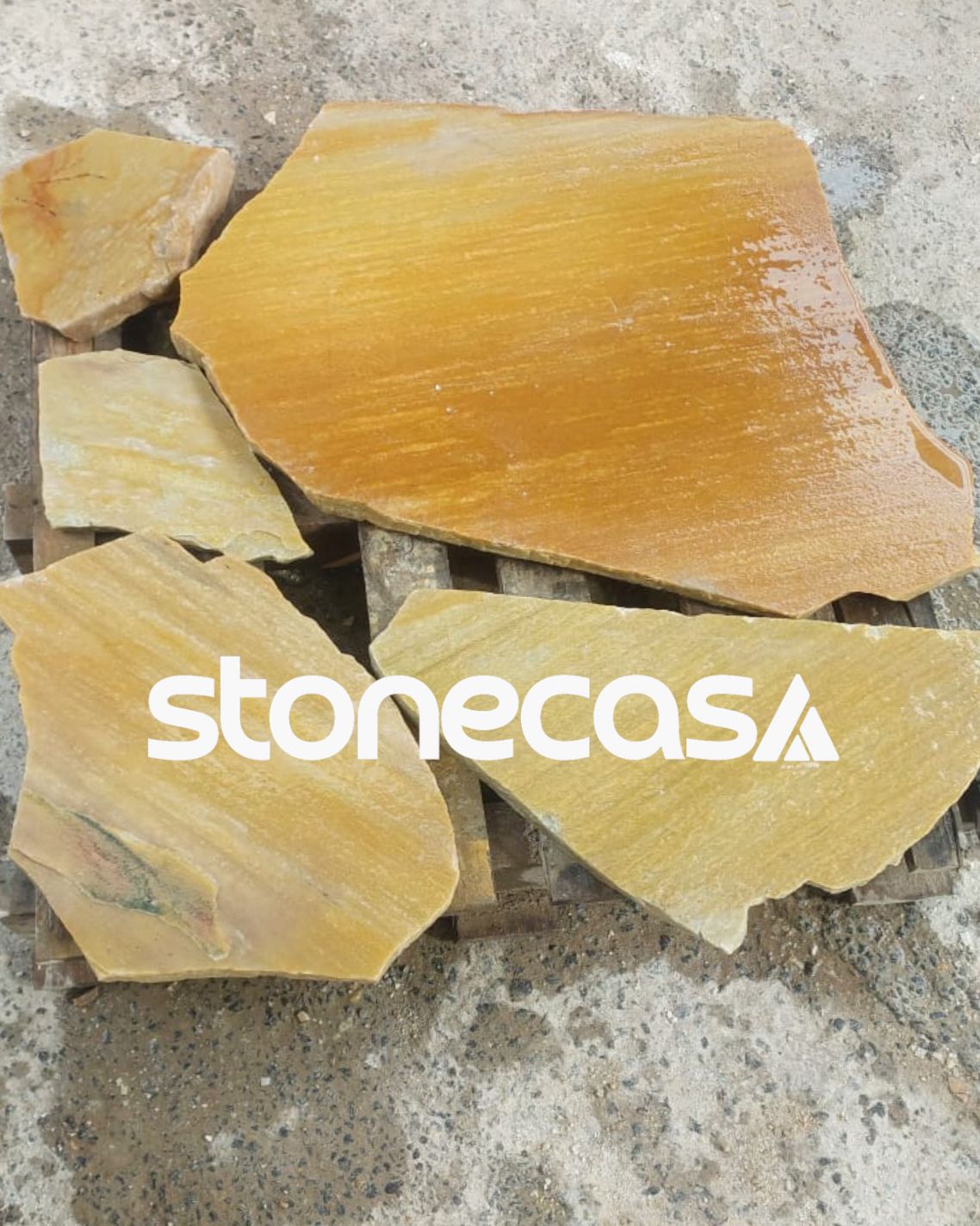 Pedra São Tomé Amarela Quartzito em Cacos Grandes Pedra São Tomé Amarela Quartzito em Cacos Grandes