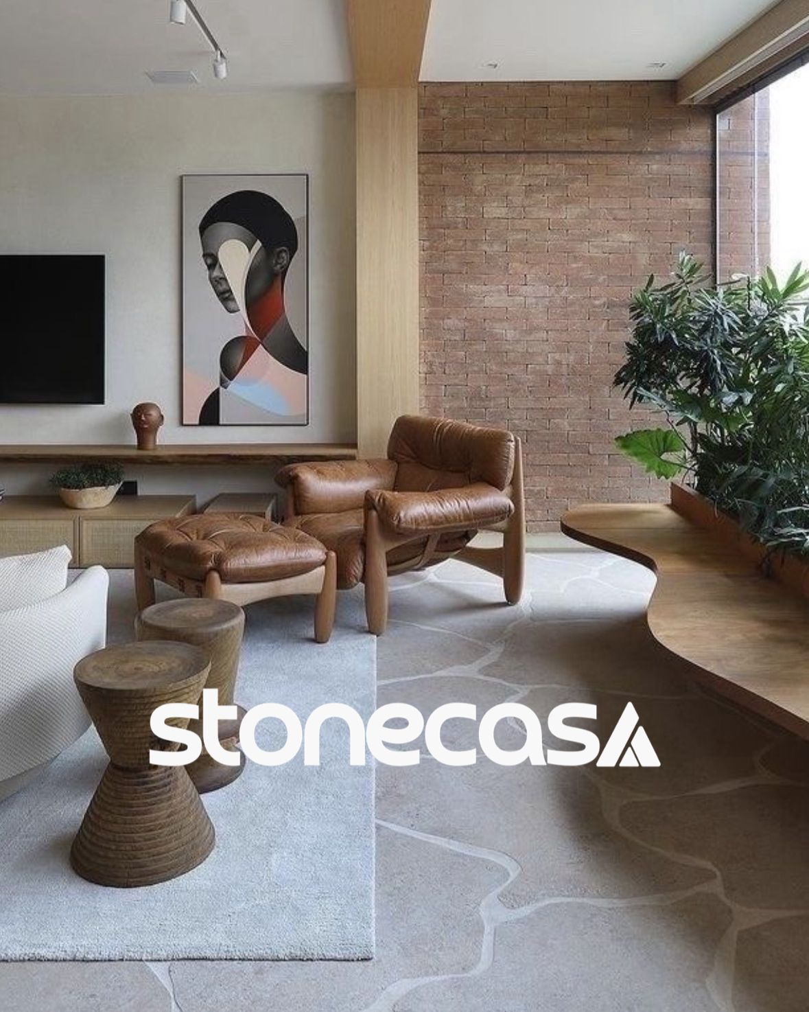 Lajinha Laminada Granito Rustico | Stone Casa lajinha laminada aplicada em parede com acabamento natural