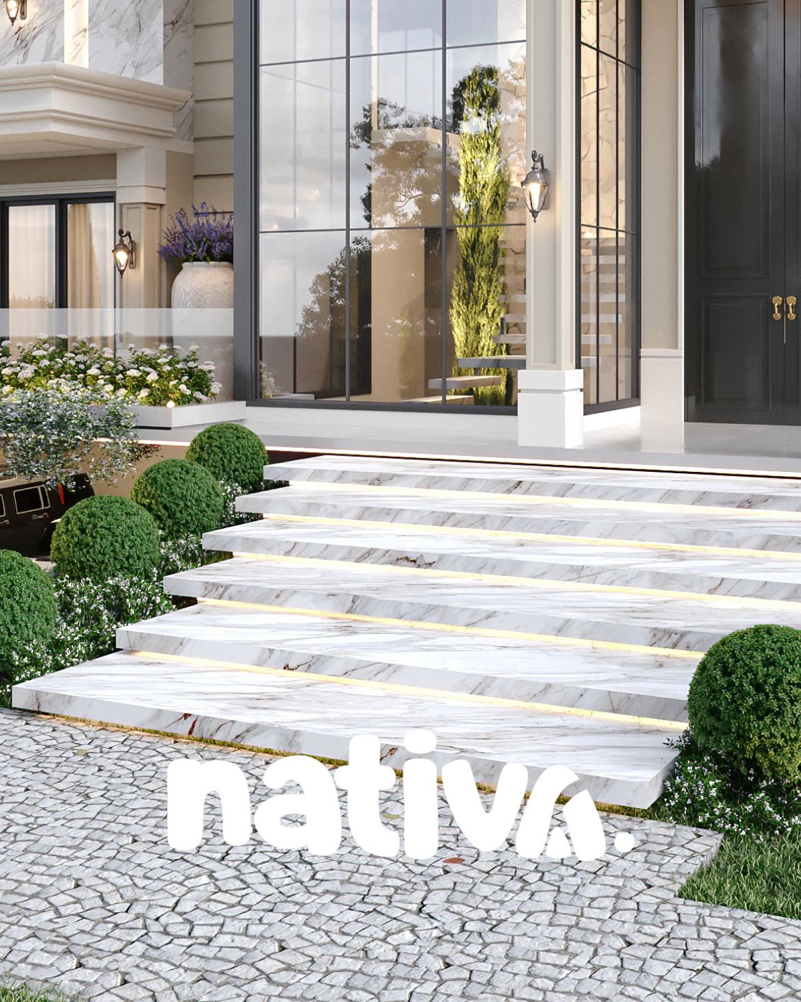 Pedra Portuguesa Branco Neve Agatha | Stone Casa Pedra portuguesa branco neve agatha aplicada em piso externo premium