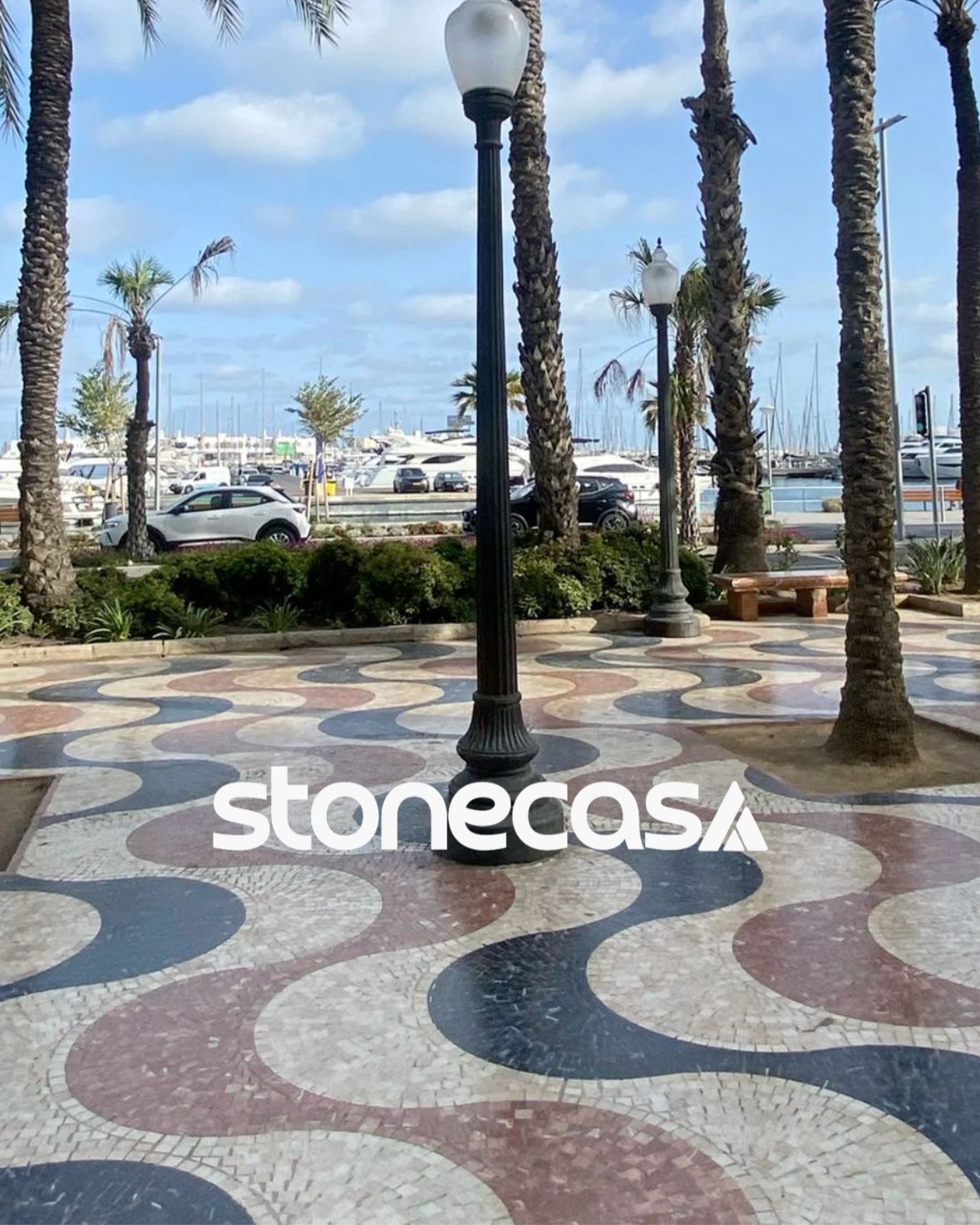 pedra portuguesa natural stone casa mosaico para calçada e jardim | Stone Casa pedra portuguesa bege preta e vermelha stone casa calçada e piso externo