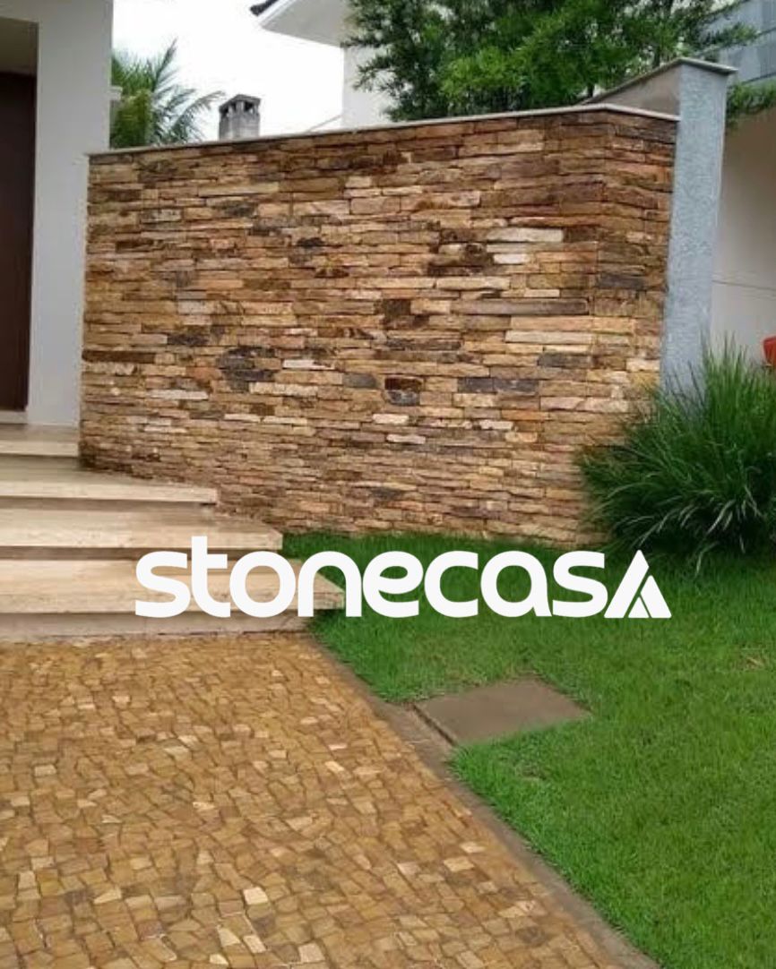 pedra portuguesa caramelo mosaico calçada jardim | Stone Casa pedra portuguesa caramelo ou amarela stone casa calçada jardim piscina piso externo